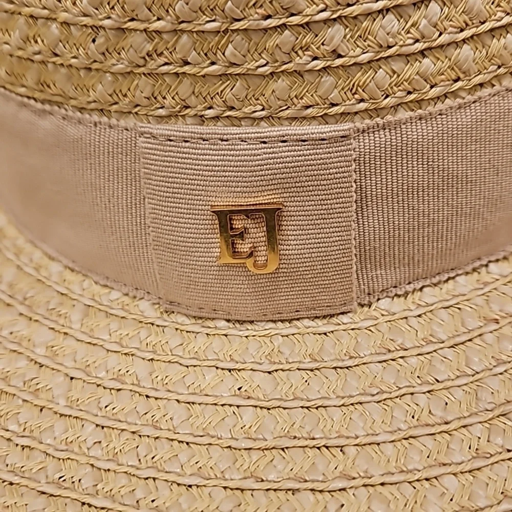 💕ERIC JAVITS💕 Fringe PInch Packable Fedora Squishee Straw Hat ~ Flax Mix NWT - Picture 13 of 16